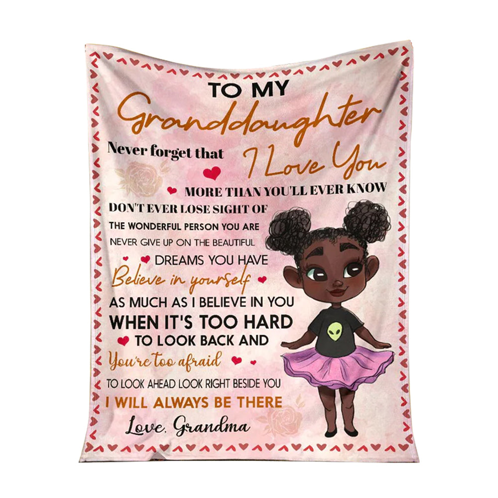 50" x 60" Black Girl To My Granddaughter African - Flannel Blanket - Owls Matrix LTD