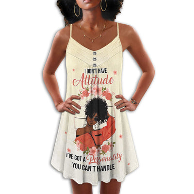 Black Women I Don't Have Attitude - Summer Dress - Owls Matrix LTD