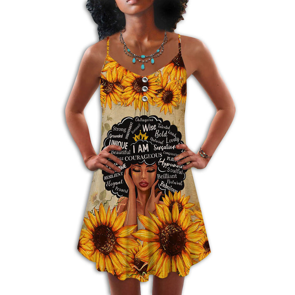 Black Women Faith With Sunflower - Summer Dress - Owls Matrix LTD