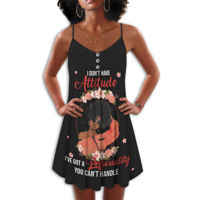 Black Women I Don't Have Attitude - Summer Dress - Owls Matrix LTD