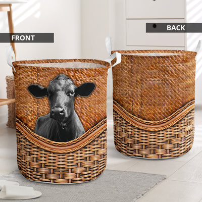 Black Cow Rattan Teaxture - Laundry Basket - Owls Matrix LTD
