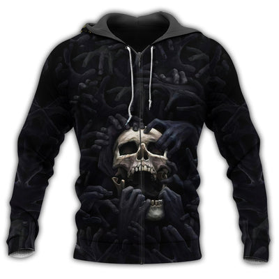 Zip Hoodie / S Skull Black Skull Cool Strong Classic Style - Hoodie - Owls Matrix LTD