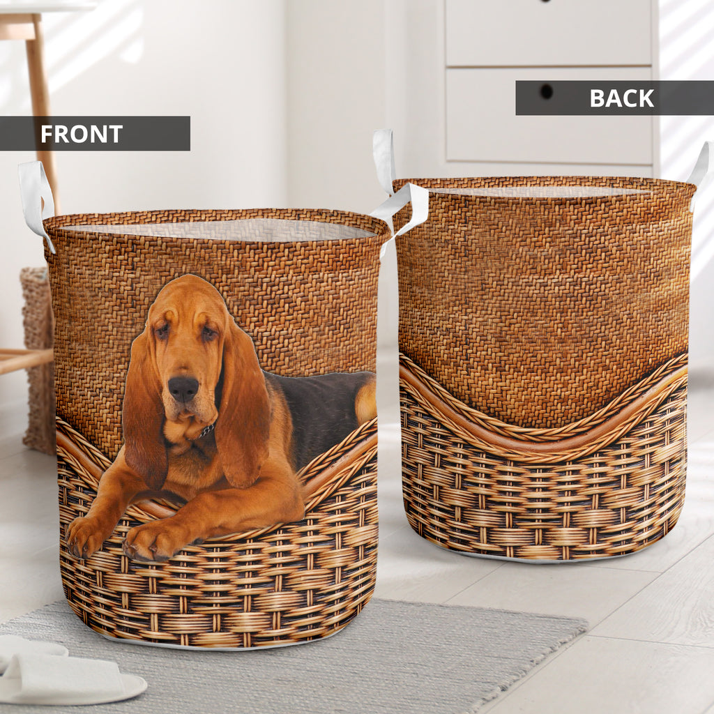 Bloodhound Dog Rattan Teaxture - Laundry Basket - Owls Matrix LTD
