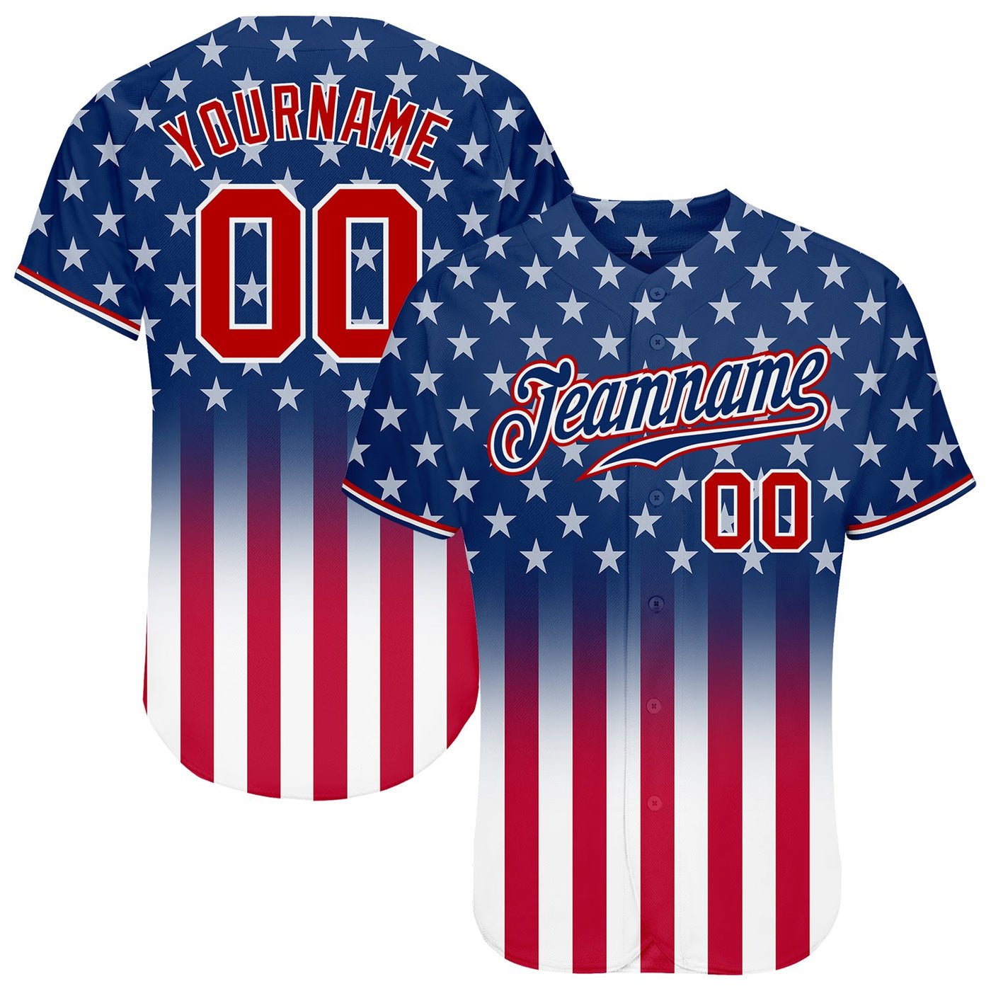 Custom Blue Red-White 3D American Flag Fashion Authentic Baseball Jersey - Owls Matrix LTD