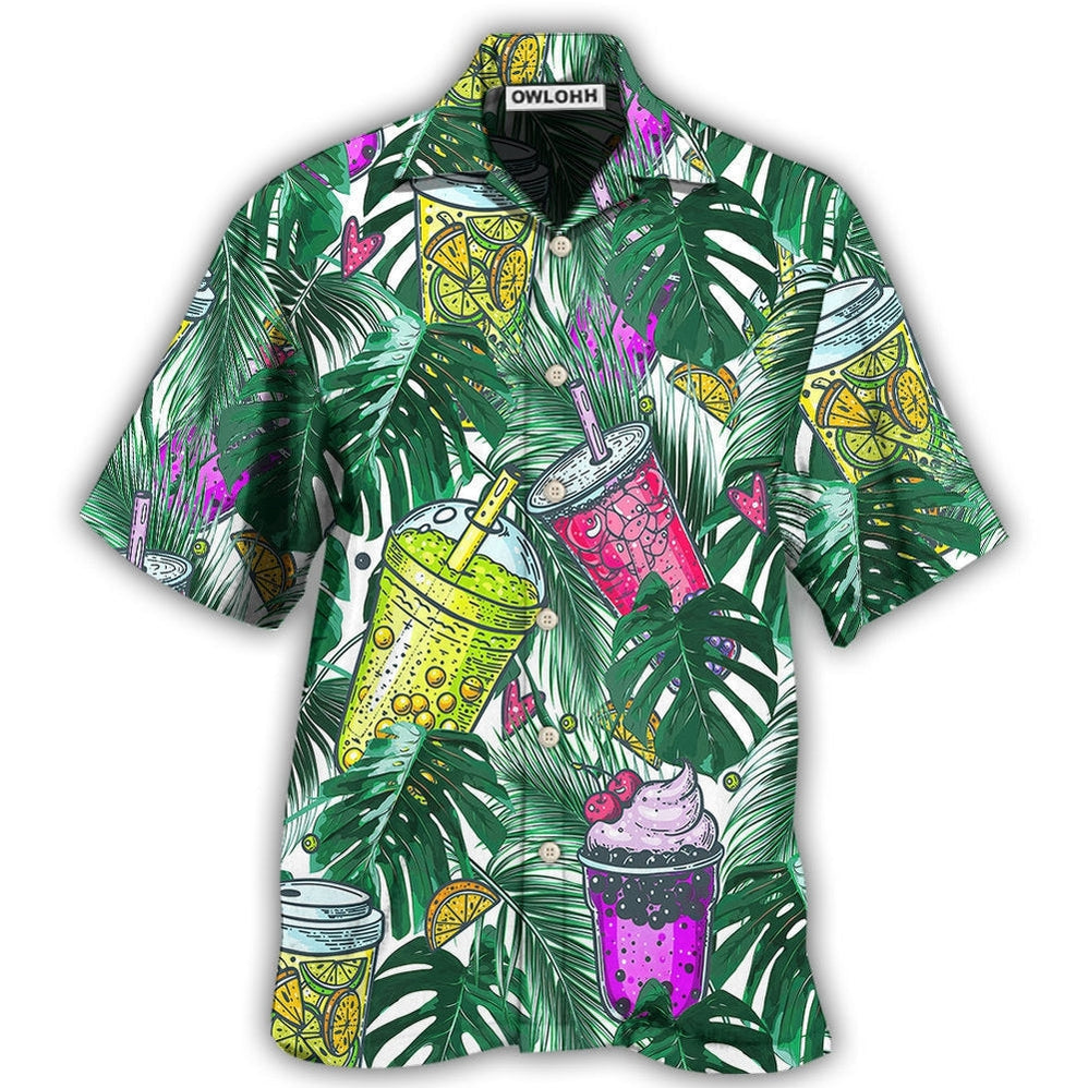 Hawaiian Shirt / Adults / S Tea Boba Tea Tropical Leaf - Hawaiian Shirt - Owls Matrix LTD