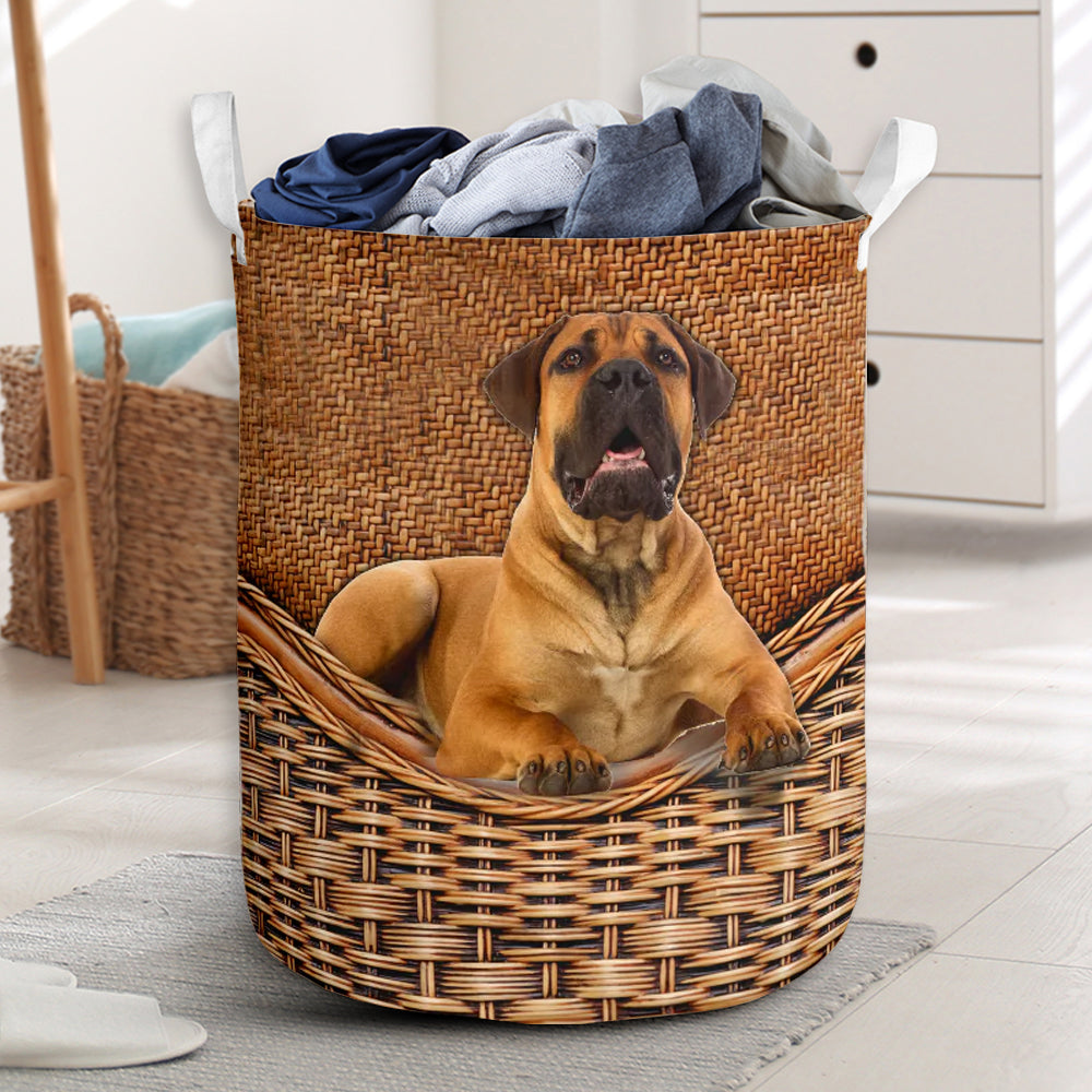 Boerboel Dog Rattan Teaxture - Laundry Basket - Owls Matrix LTD