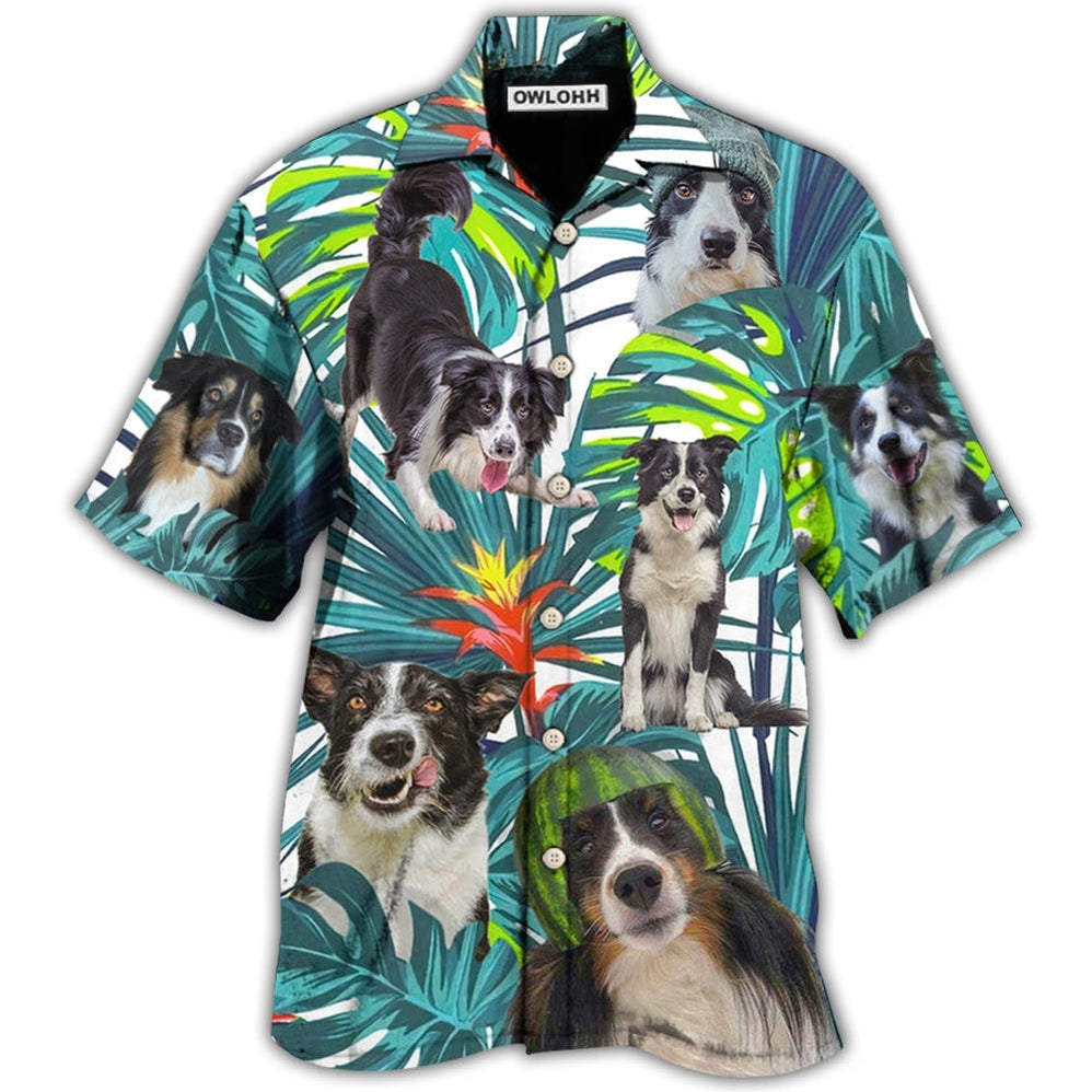 Hawaiian Shirt / Adults / S Border Collie Dog Tropical Leaf Lover - Hawaiian Shirt - Owls Matrix LTD