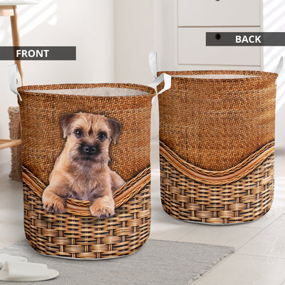 Border Terrier Dog Rattan Teaxture - Laundry Basket - Owls Matrix LTD