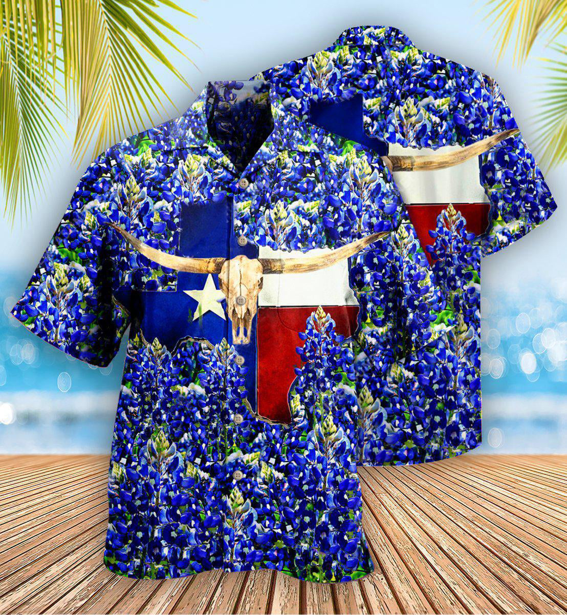 Texas Forever Texas Bluebonnet - Hawaiian Shirt - Owls Matrix LTD