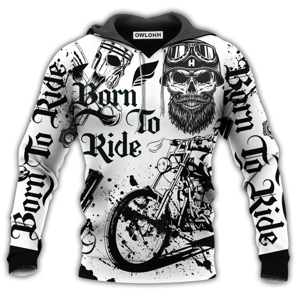 Unisex Hoodie / S Motorcycle Born To Ride Motorcycle Black And White Style - Hoodie - Owls Matrix LTD