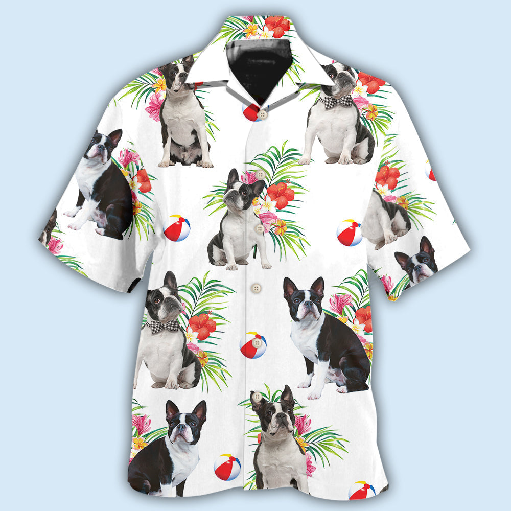 Boston Terrier Dog Ball Tropical Floral - Hawaiian Shirt - Owls Matrix LTD