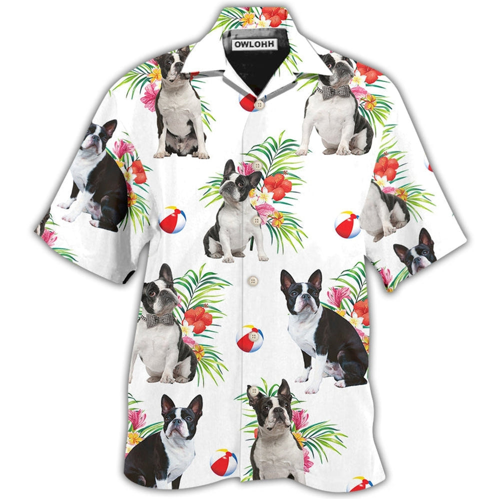 Hawaiian Shirt / Adults / S Boston Terrier Dog Ball Tropical Floral - Hawaiian Shirt - Owls Matrix LTD