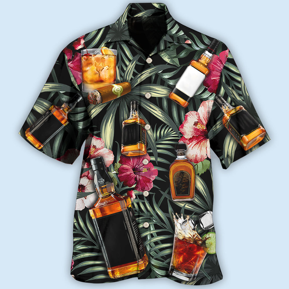 Wine Bourbon Tropical Leaf - Hawaiian Shirt - Owls Matrix LTD