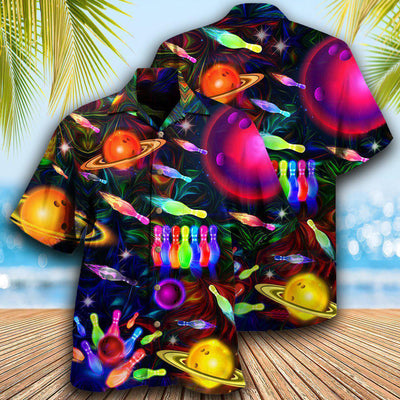 Bowling Neon Space Strike The Universe - Hawaiian Shirt - Owls Matrix LTD