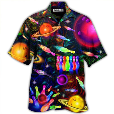 Hawaiian Shirt / Adults / S Bowling Neon Space Strike The Universe - Hawaiian Shirt - Owls Matrix LTD