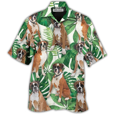 Hawaiian Shirt / Adults / S Boxer Dog Tropical Leaf Style - Hawaiian Shirt - Owls Matrix LTD