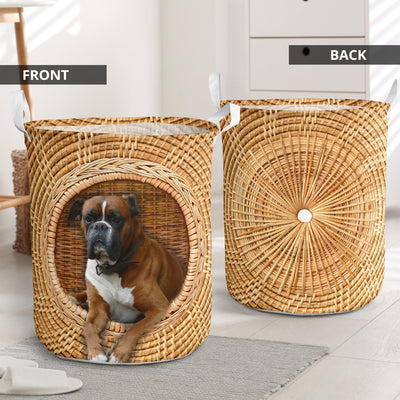 Boxer Dog Bamboo Wave - Laundry Basket - Owls Matrix LTD