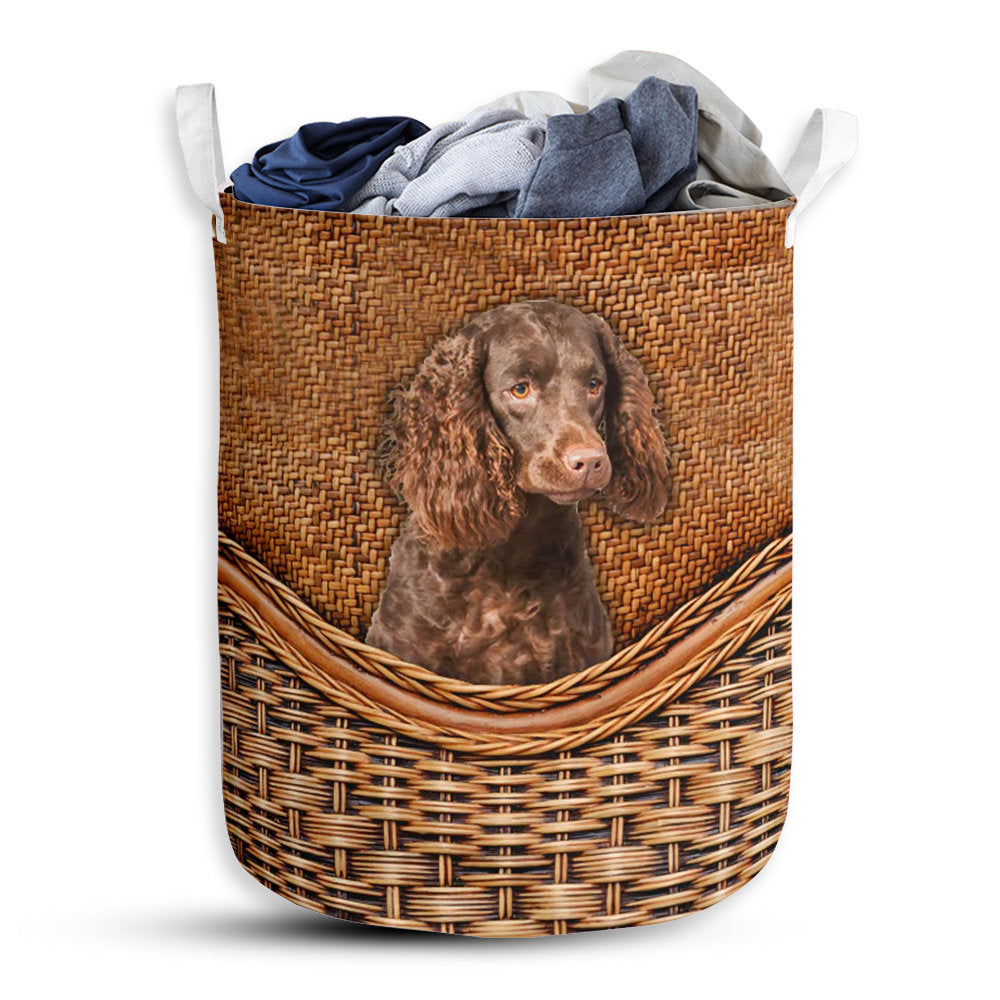 S: 17.72”x13.78” (45x35 cm) Boykin Spaniel Dog Rattan Teaxture - Laundry Basket - Owls Matrix LTD