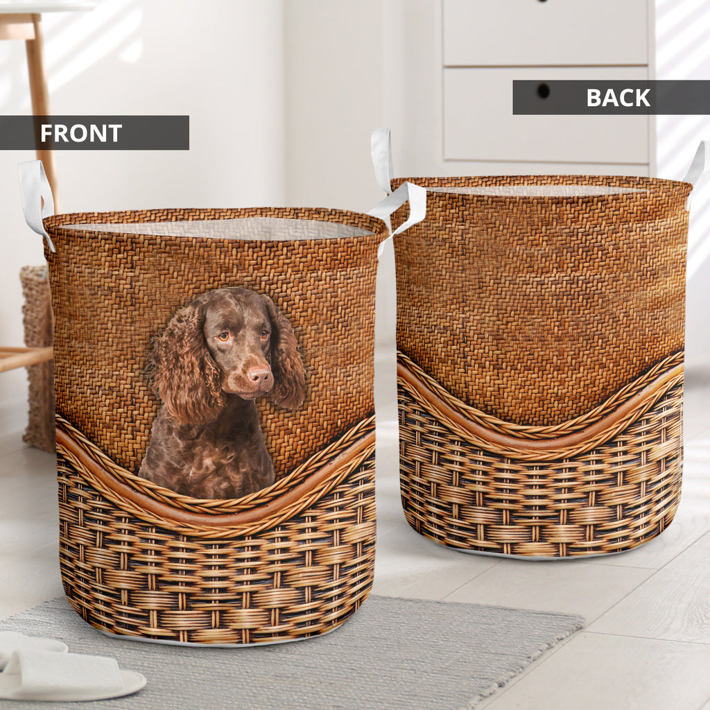 Boykin Spaniel Dog Rattan Teaxture - Laundry Basket - Owls Matrix LTD