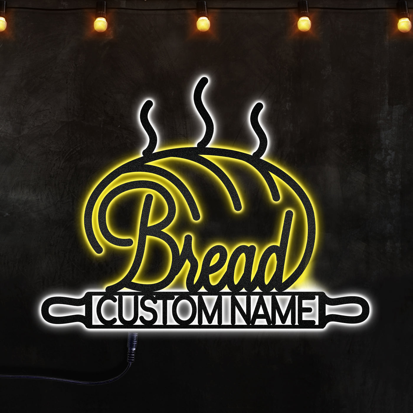 Bread Fresh Baked Personalized - Two Colours Led Lights Metal - Owls Matrix LTD