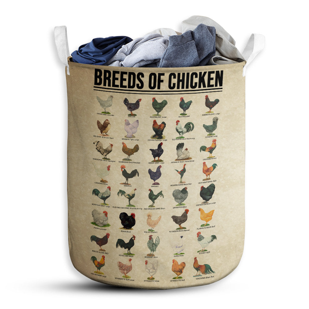 S: 17.72”x13.78” (45x35 cm) Breeds Of Chicken Chicken Knowledge - Laundry Basket - Owls Matrix LTD