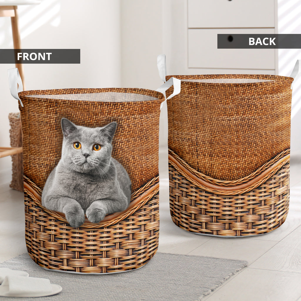 Cat British Shorthair Cat Rattan Teaxture Basic Style - Laundry basket - Owls Matrix LTD