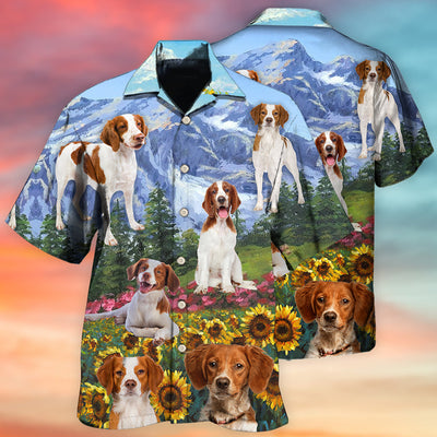 Brittany Spaniel Dog Beautiful Landscape - Hawaiian Shirt - Owls Matrix LTD