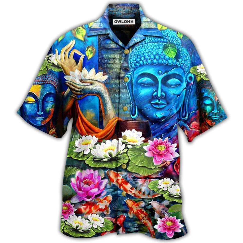Hawaiian Shirt / Adults / S Buddha What You Think You Become With Flowers - Hawaiian Shirt - Owls Matrix LTD
