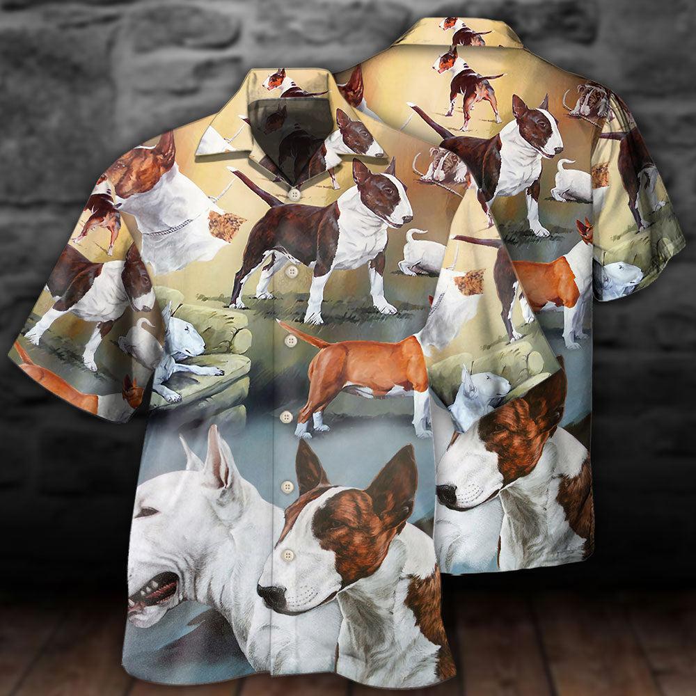 Bull Terrier Dog Lover Art Style - Hawaiian Shirt - Owls Matrix LTD