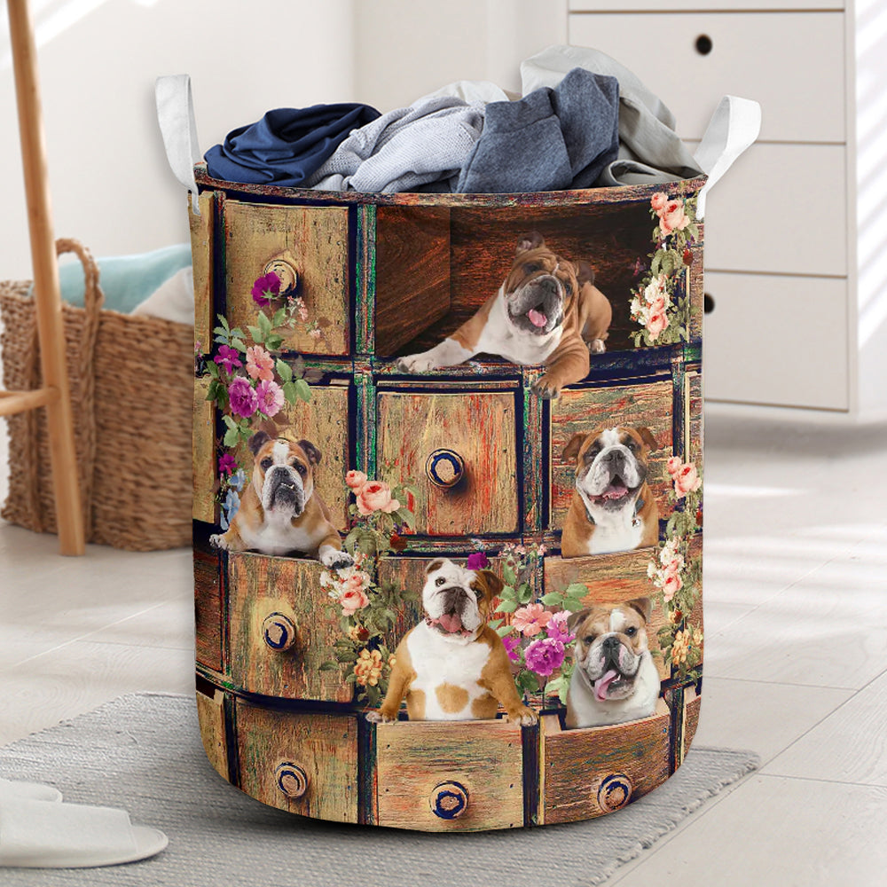 Bulldog Drawer Floral Style - Laundry Basket - Owls Matrix LTD