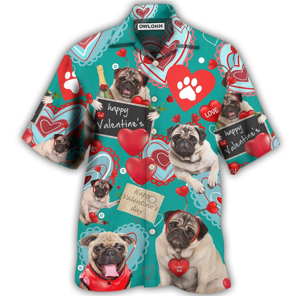 Hawaiian Shirt / Adults / S Bulldog Happy Valentine Love Paw - Hawaiian Shirt - Owls Matrix LTD