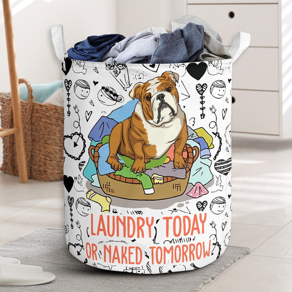 Bulldog Love Pattern - Laundry Basket - Owls Matrix LTD