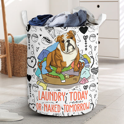Bulldog Love Pattern - Laundry Basket - Owls Matrix LTD