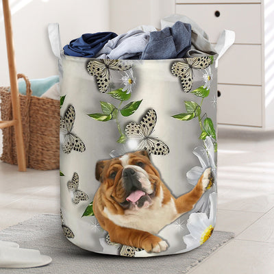 Bulldog Oil Painting - Laundry Basket - Owls Matrix LTD