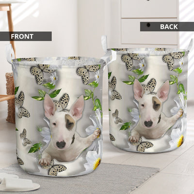 Bull Terrier Dog Oil Painting - Laundry Basket - Owls Matrix LTD