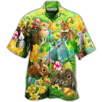 Hawaiian Shirt / Adults / S Easter Bunnie Easter Happy Bunnie - Hawaiian Shirt - Owls Matrix LTD