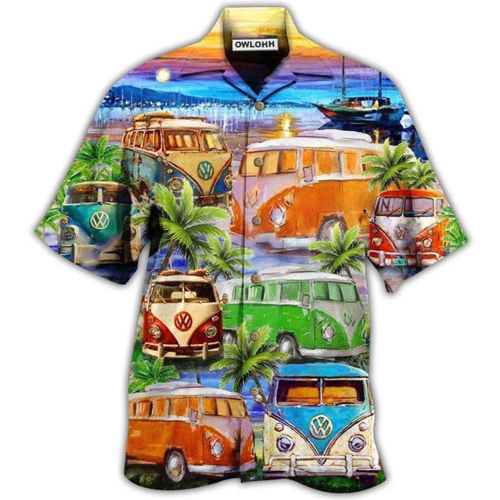 Hawaiian Shirt / Adults / S Bus Good Times And Tan Lines On The Beach - Hawaiian Shirt - Owls Matrix LTD