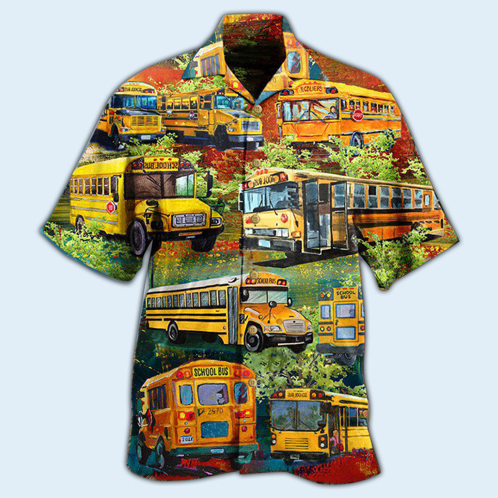 School Bus Stop Talking Just Say 10-4 School Bus Driver In Green - Hawaiian Shirt - Owls Matrix LTD