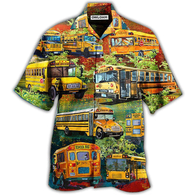 Hawaiian Shirt / Adults / S School Bus Stop Talking Just Say 10-4 School Bus Driver In Green - Hawaiian Shirt - Owls Matrix LTD
