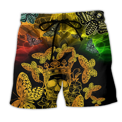 Beach Short / Adults / S Butterfly Golden Skull Style - Beach Short - Owls Matrix LTD