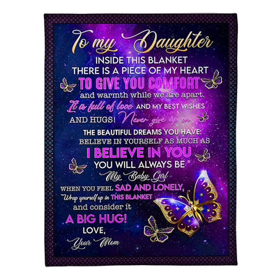 50" x 60" Butterfly I Believe In You To Daughter From Mom - Flannel Blanket - Owls Matrix LTD