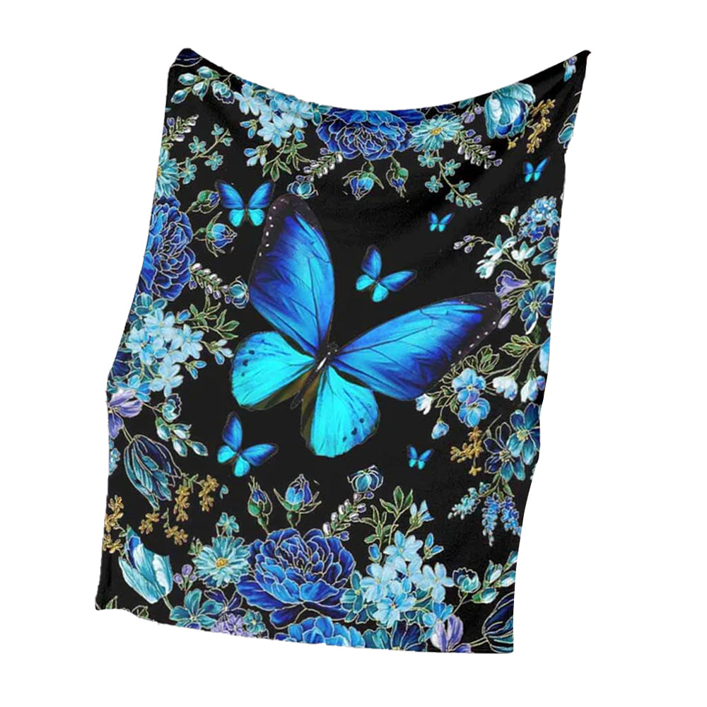 50" x 60" Butterfly Magic Blue Style - Flannel Blanket - Owls Matrix LTD