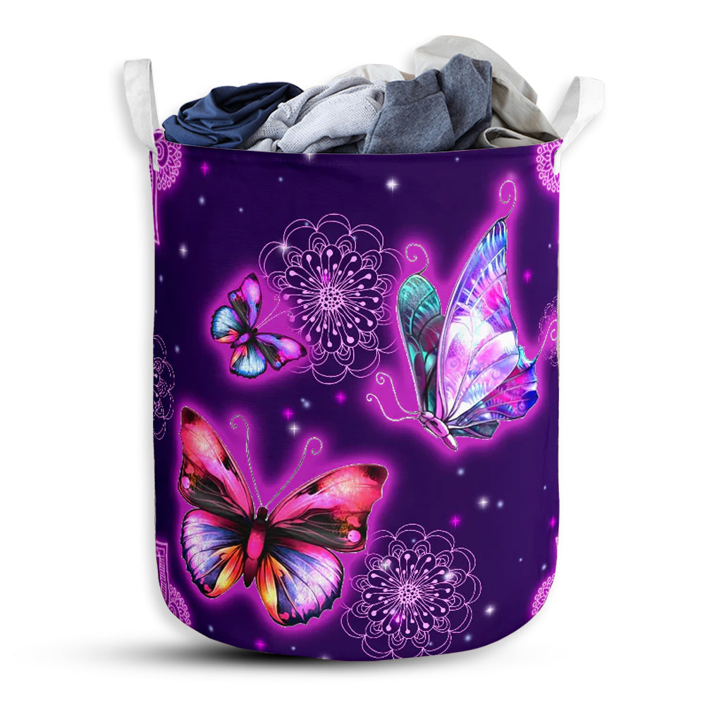 S: 17.72”x13.78” (45x35 cm) Butterfly Mandala Style Lover - Laundry Basket - Owls Matrix LTD