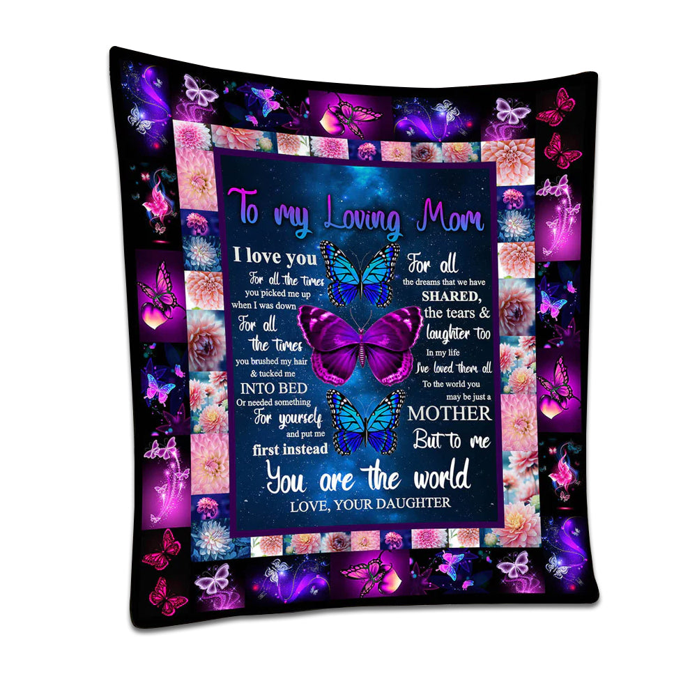 50" x 60" Butterfly To My Loving Mom - Flannel Blanket - Owls Matrix LTD