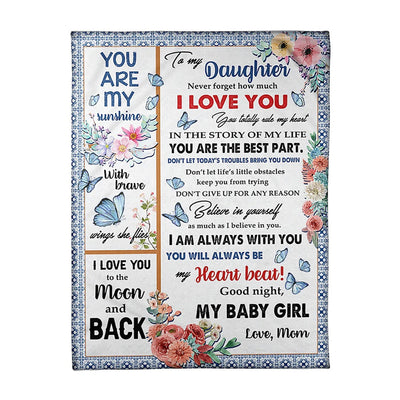50" x 60" Butterfly You Are My Sunshine Best Gift For Daughter - Flannel Blanket - Owls Matrix LTD