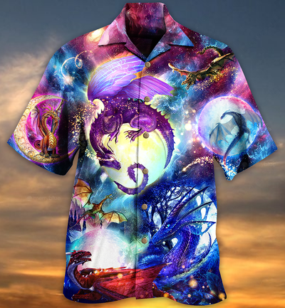 Dragon Love Life Galaxy Sky - Hawaiian Shirt - Owls Matrix LTD