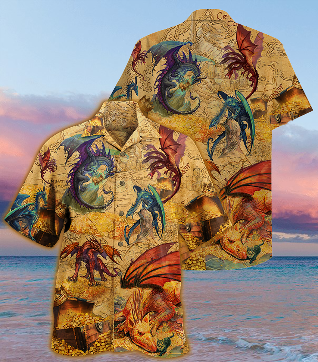 Dragon Love Gold Amazing - Hawaiian Shirt - Owls Matrix LTD