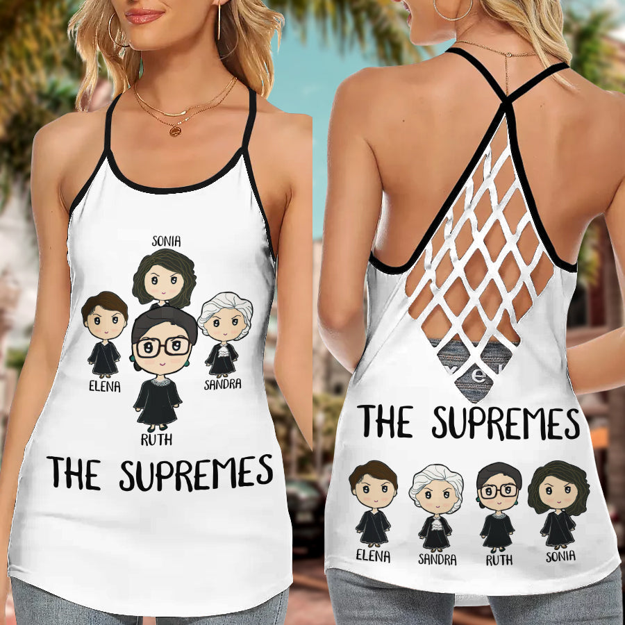 S RBG Fight For Thing You Care The Supremes - Cross Open Back Tank Top - Owls Matrix LTD