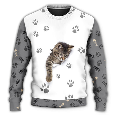 Christmas Sweater / S Cat Little Baby In My Soul - Sweater - Ugly Christmas Sweaters - Owls Matrix LTD
