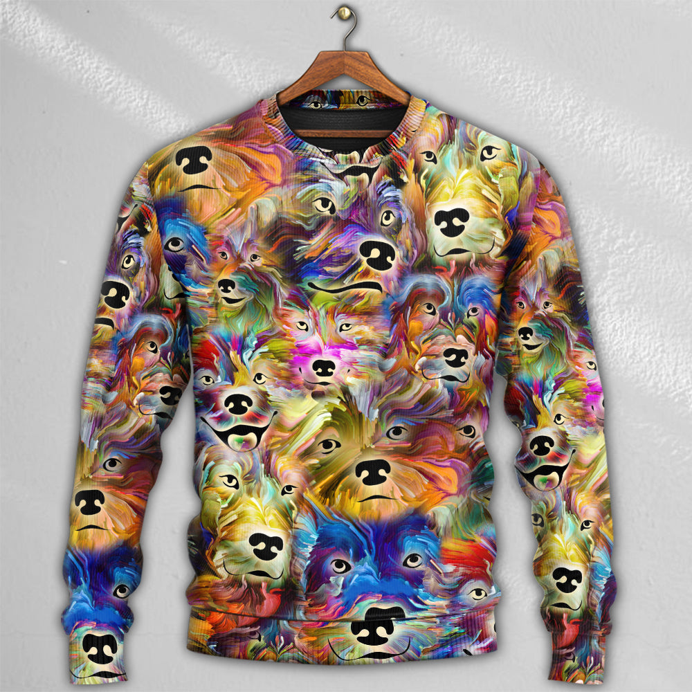 Dog Painting In My Memory - Sweater - Ugly Christmas Sweaters - Owls Matrix LTD